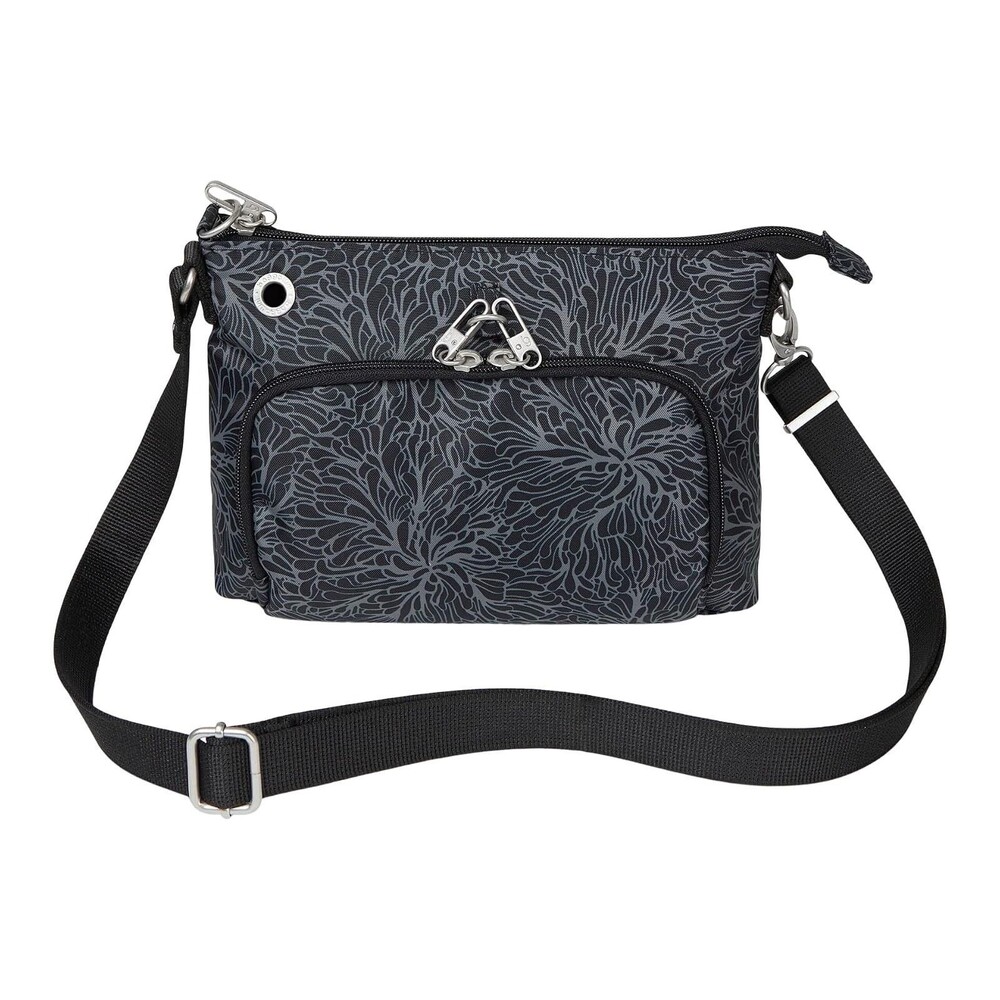 NEW Baggallini Securtex Anti-Theft Memento Crossbody Travel Bag Midnight Blossom